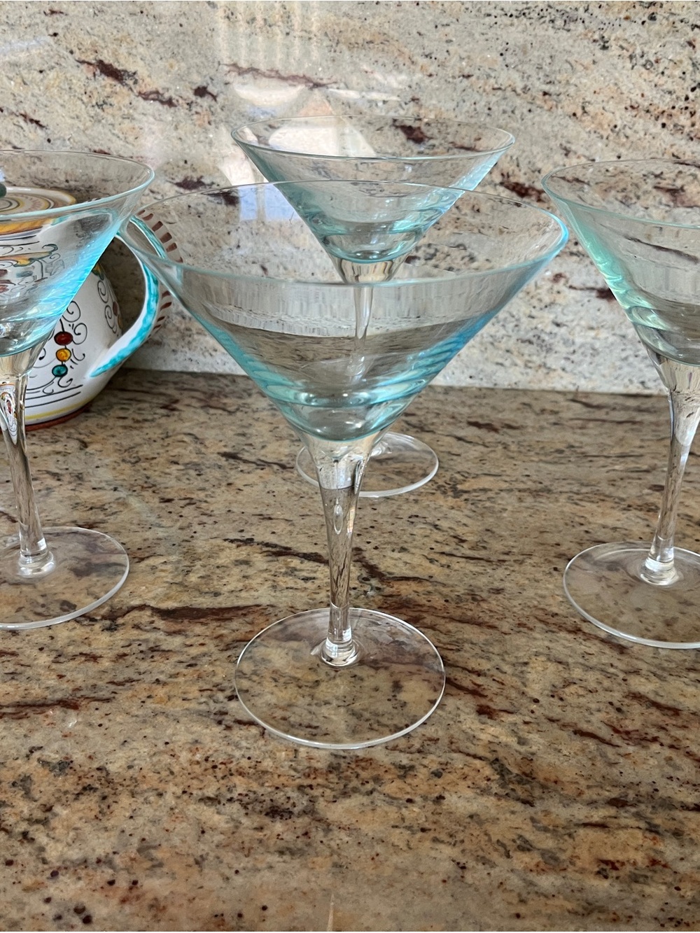 Krosno Poland Clear Crystal classic Martini Glasses - Set of 4